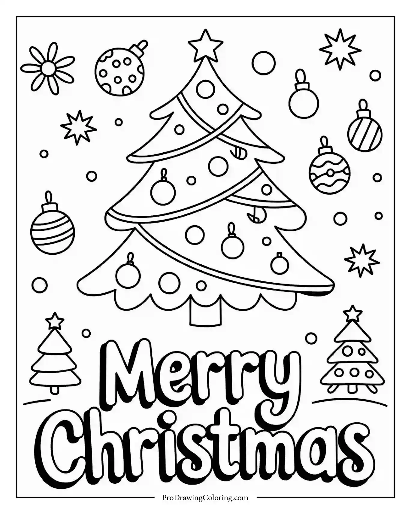 merry christmas tree coloring printable Christmas tree with Merry Christmas festive text