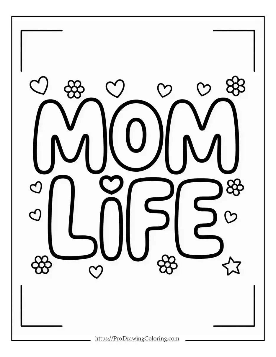 Cute mom life lettering with hearts and flowers inspired by Mothers Day love