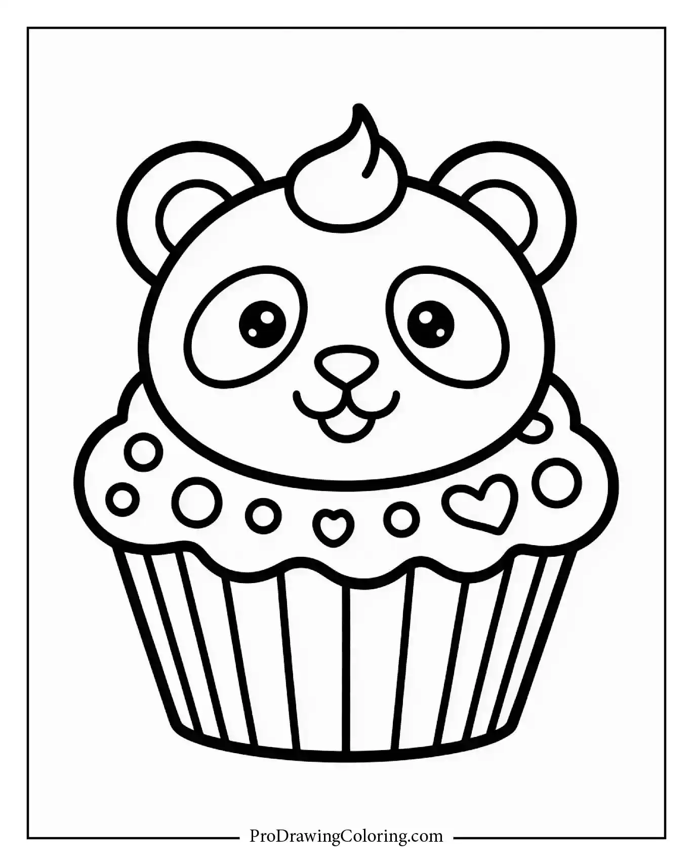 Cupcake coloring pages – panda cupcake coloring sheet with cute face