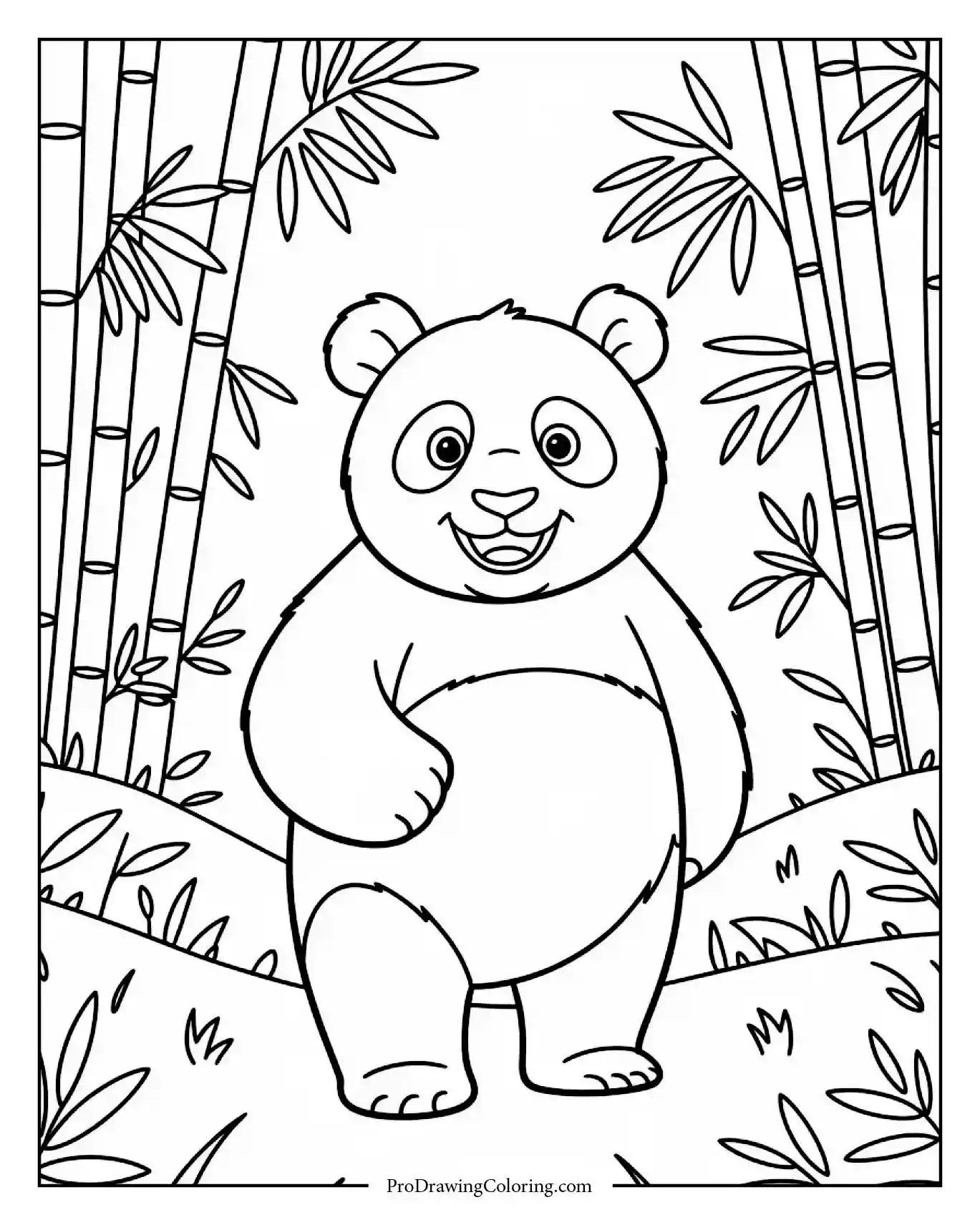 Creative panda painting bamboo forest scene with big brush