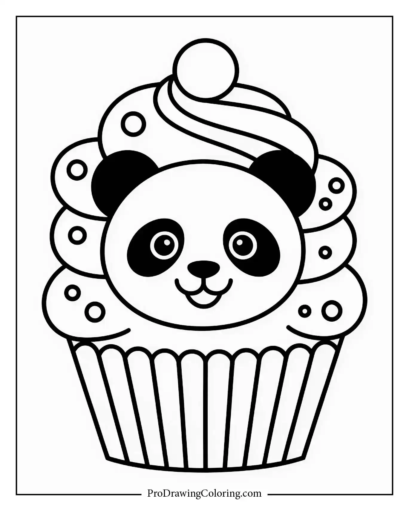 Cupcake coloring pages – panda themed cupcake printable design