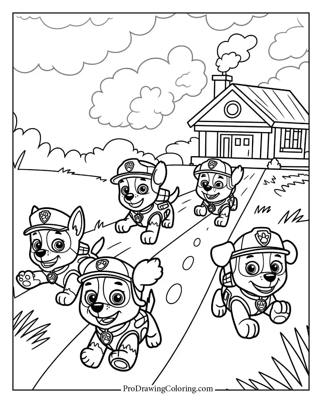 Printable paw patrol color pages with exciting rescue scenes for kids