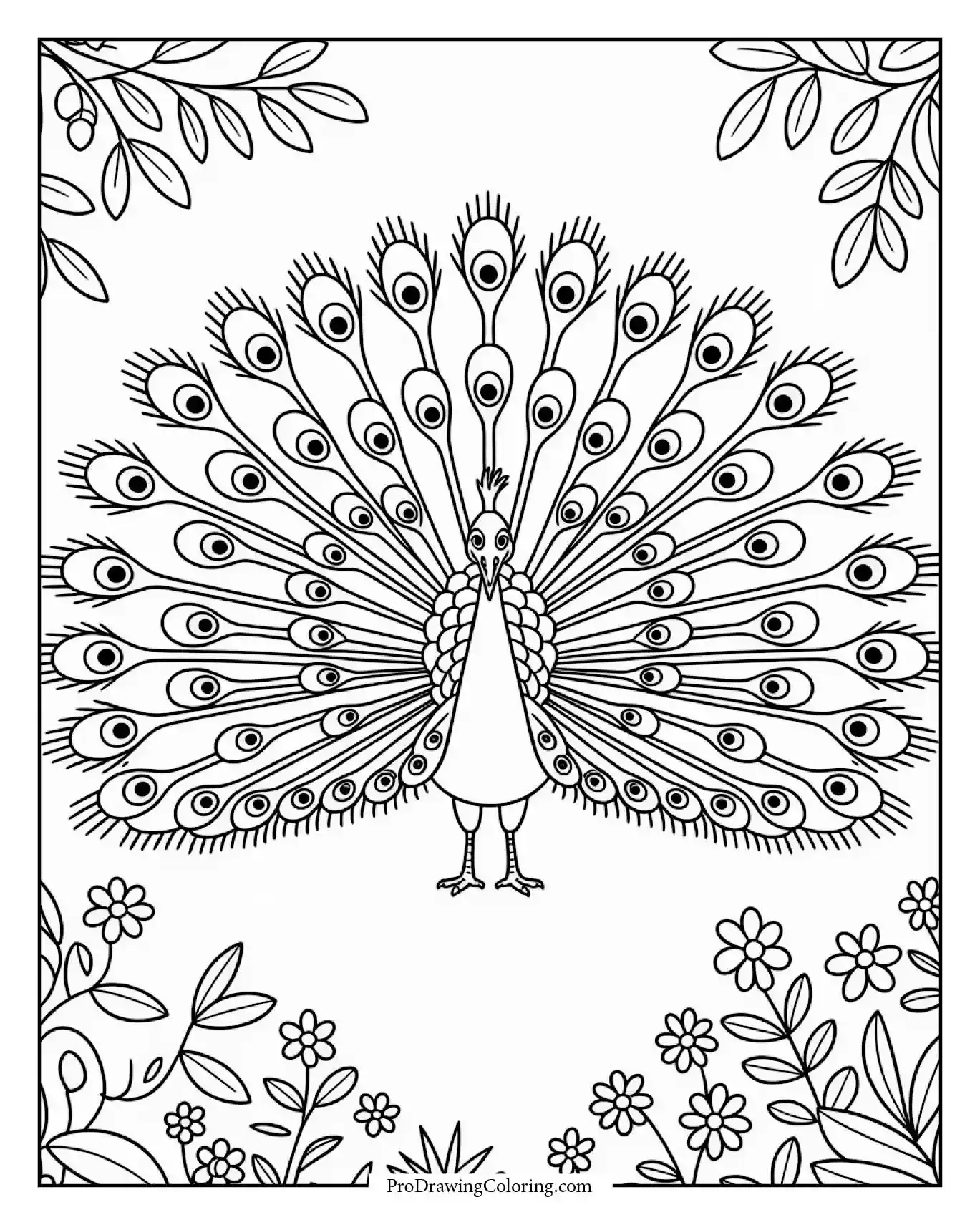 peacock bird coloring page garden free