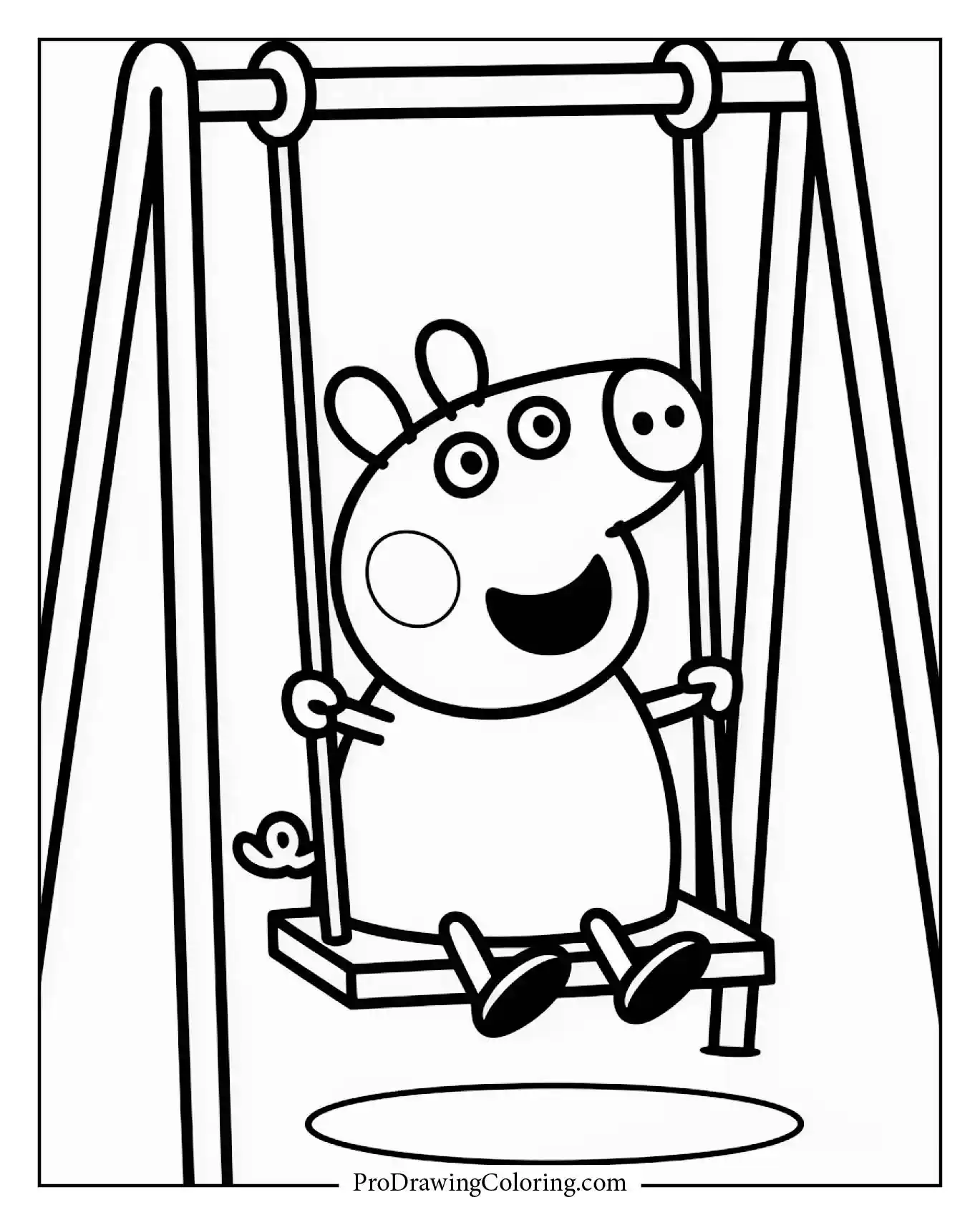 Peppa Pig swinging happily at playground