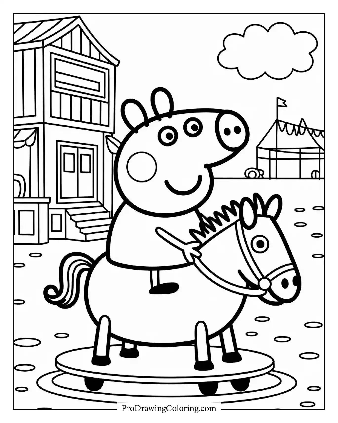Peppa Pig riding toy horse at fair