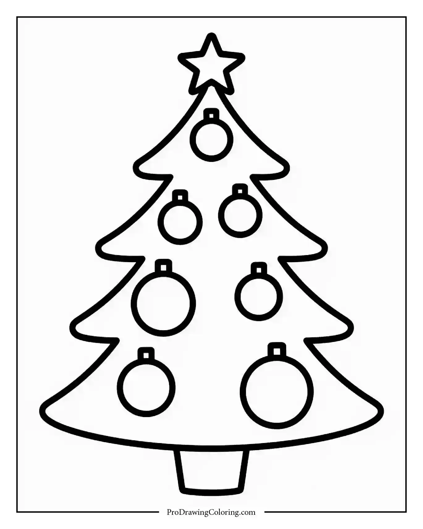 preschool simple christmas tree Easy Christmas tree outline with large baubles for preschool kids