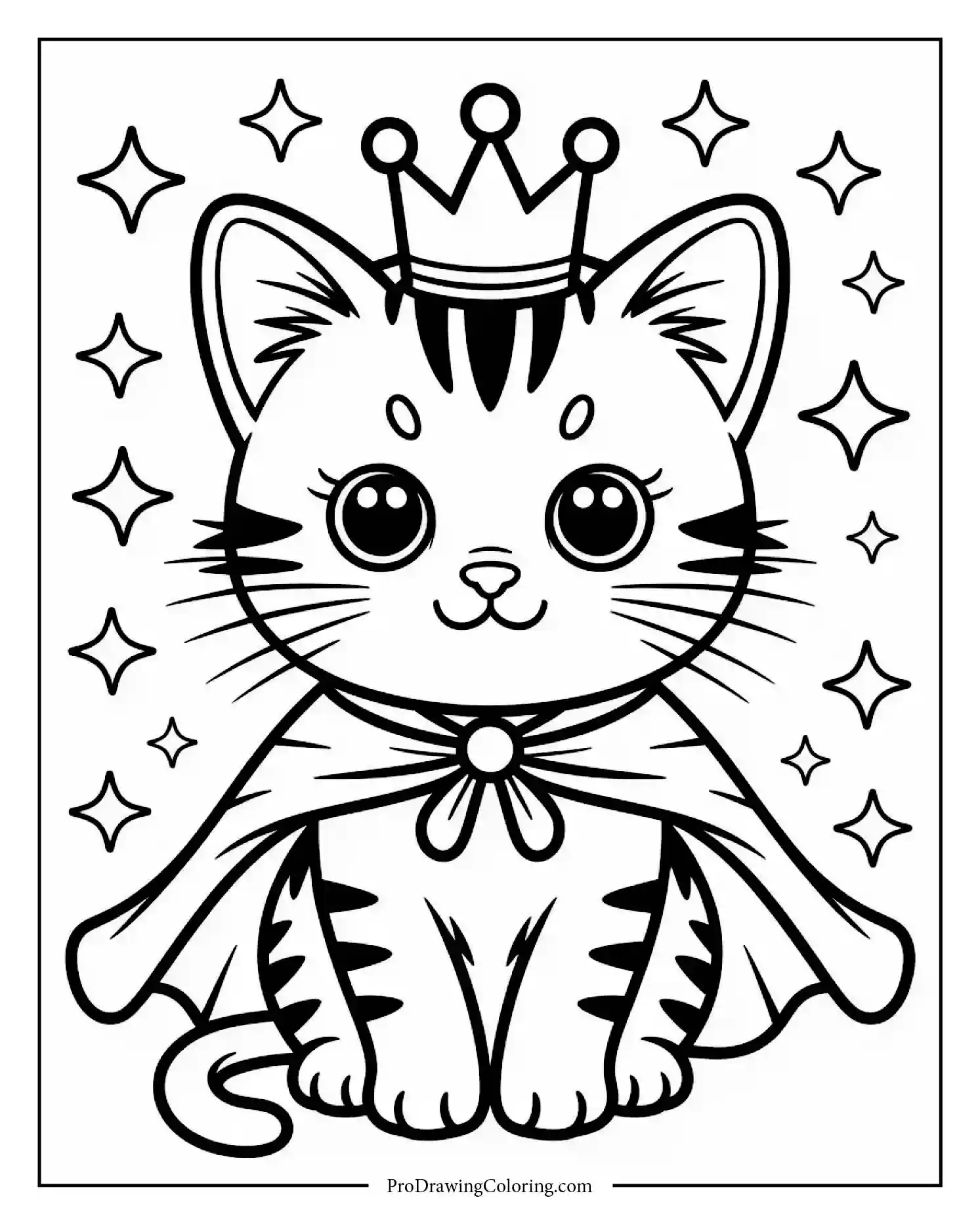 princess kitten coloring page Royal kitten coloring page wearing a crown, perfect for little artists