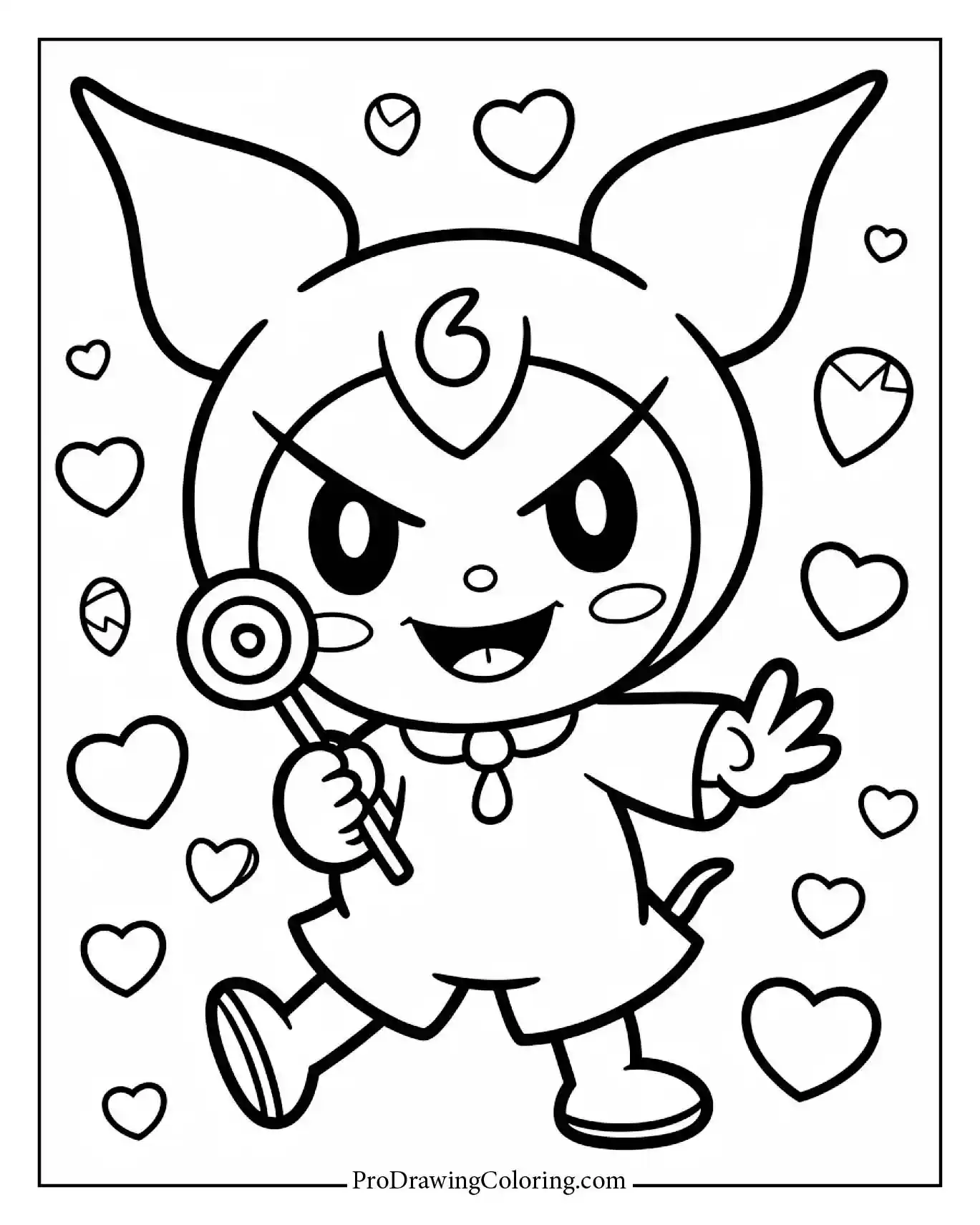 Free printable Kuromi coloring page showing her cheeky and cute personality
