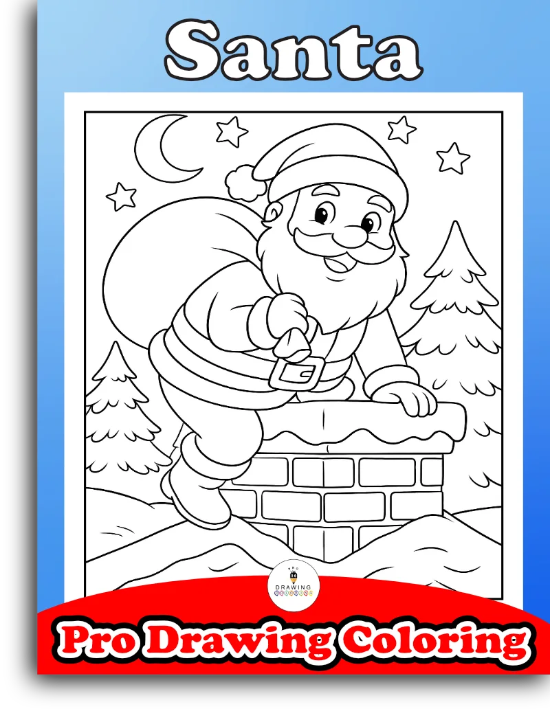 Santa Claus with his bag of gifts, this happy cartoon is a new free printable pdf for kids to print.
