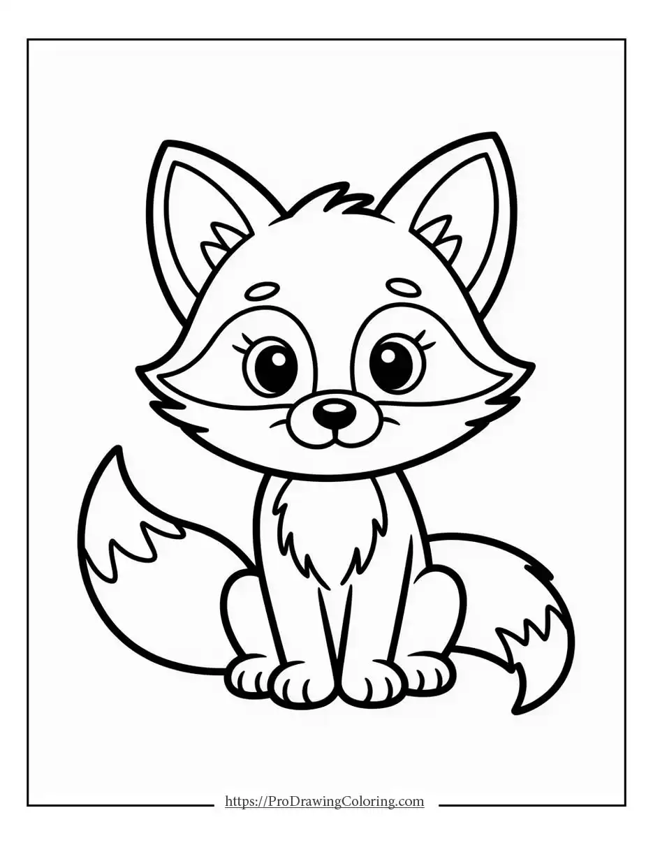 Minimal fox sitting calmly with clean lines and a clear background