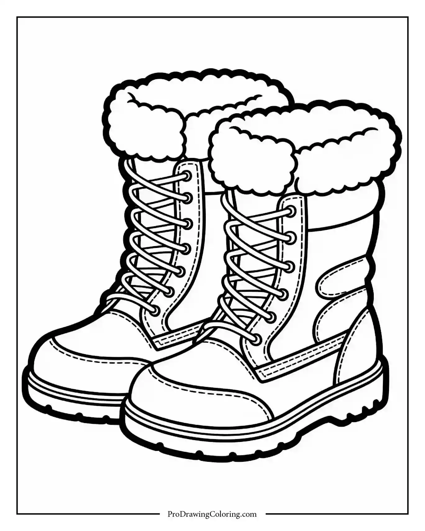 simple winter boots coloring page Outline of a pair of winter boots