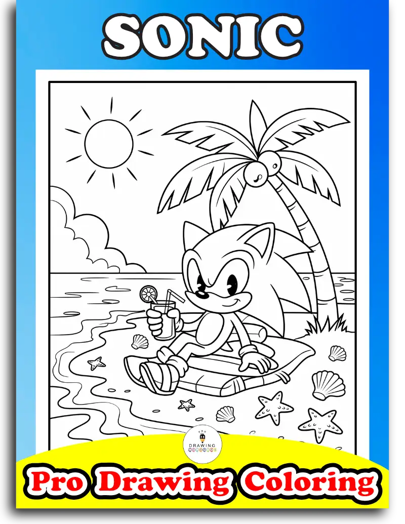Sonic coloring pages for boys, fast video game character pictures.