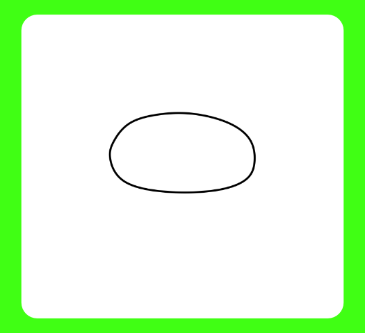 A simple horizontal oval sketch, the first step in how to draw a cow head.