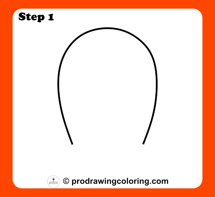 A simple arch sketch representing the first step in how to draw a Spiderman head.