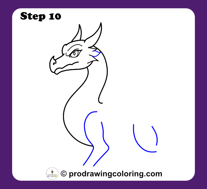 Dragon legs outlined with curved lines and small spikes added to the head.