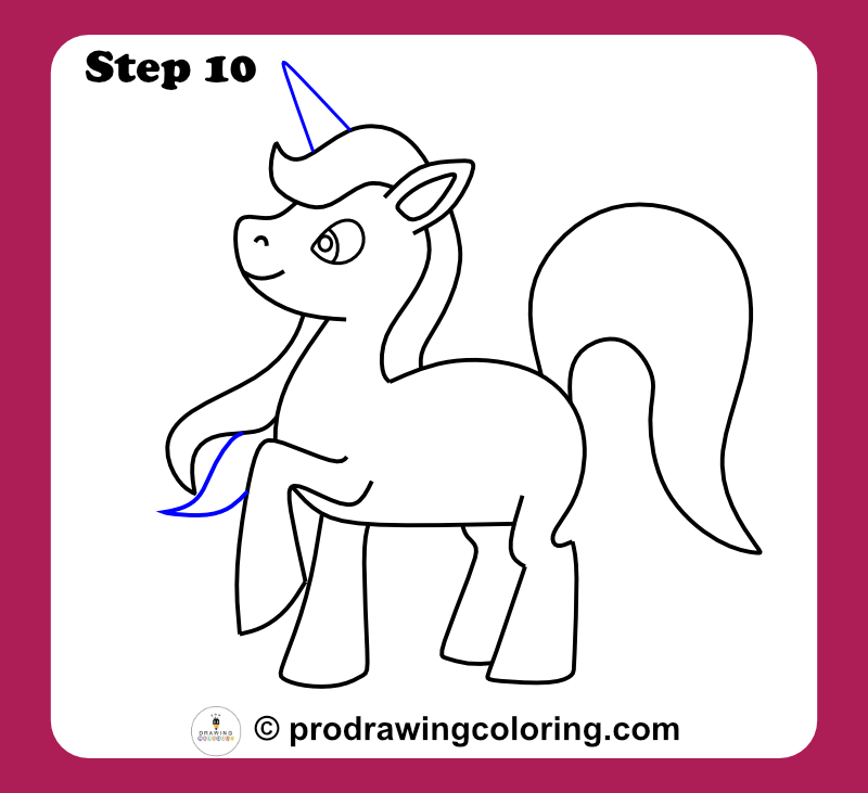Unicorn horn being added in this specialized unicorn horn drawing tutorial.