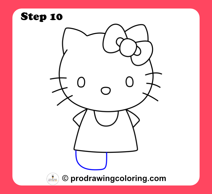 Hello Kitty foot added under the dress outline for a step by step tutorial.