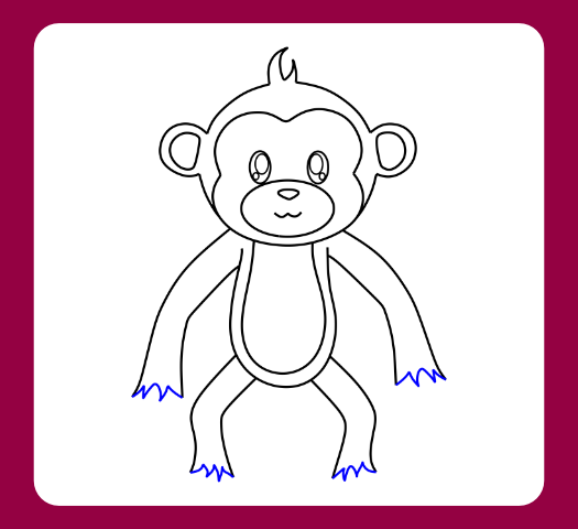 Detailing the limbs of a monkey drawing with simple fur for beginners.