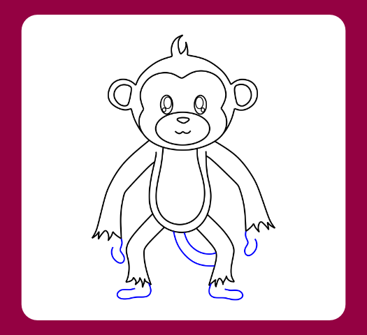 How to draw a monkey tail and paw bases in a simple animal sketch.
