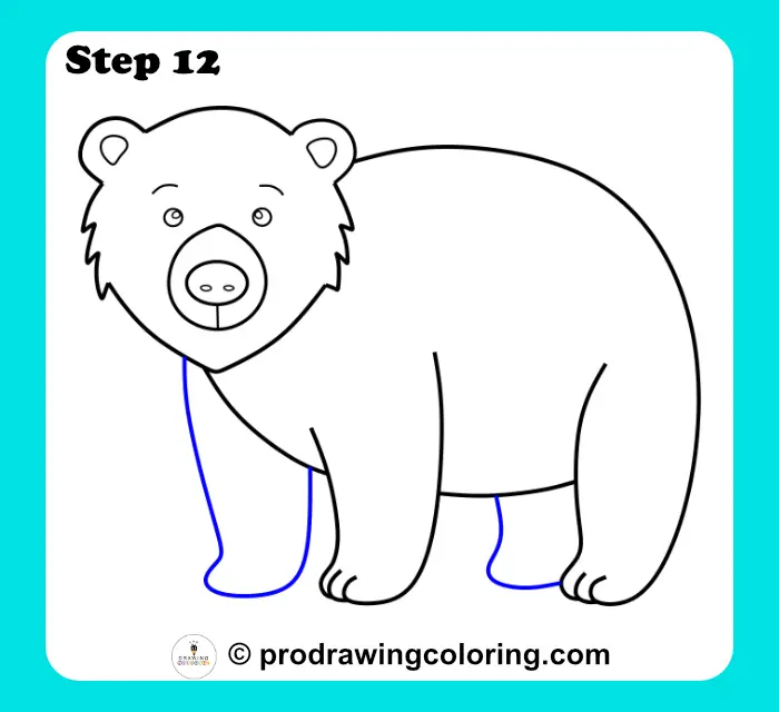 Bear far legs drawn for this how to draw a bear lesson to create depth.