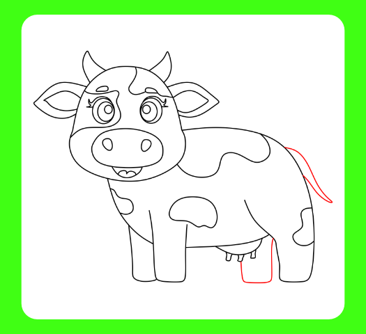 How to draw a cartoon cow tail and finishing the body structure easily.