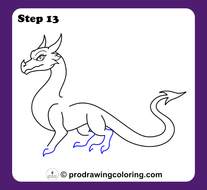 Dragon feet outlined with rounded shapes to create a stable standing pose.