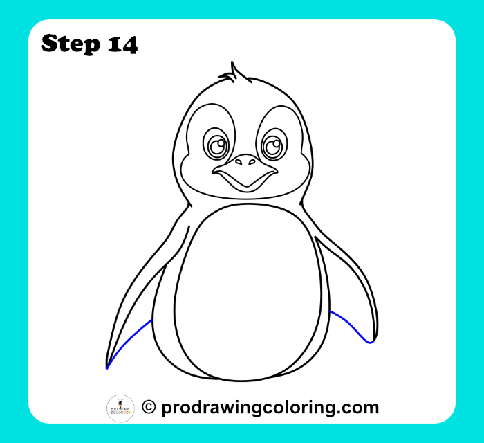 Penguin chest area drawn to complete the inner body detail.