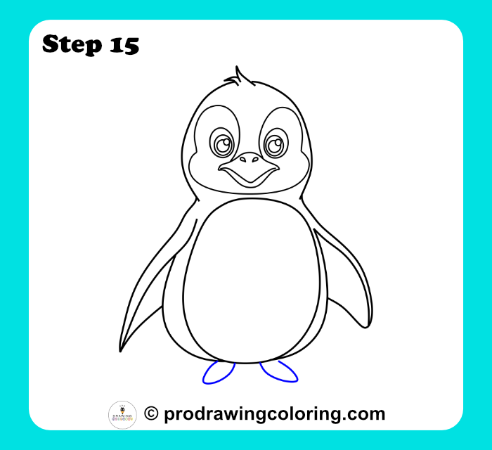 Penguin feet added under the body for an easy drawing.