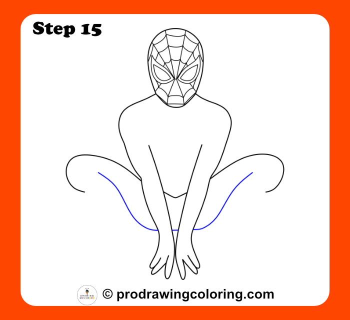Drawing the inner leg lines for a cool Spiderman drawing pose.
