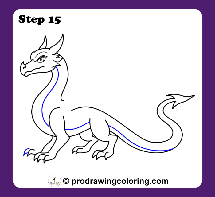 Dragon underbelly defined with a long internal curved line.