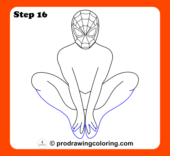 Completed leg outlines for a simple Spiderman drawing character.