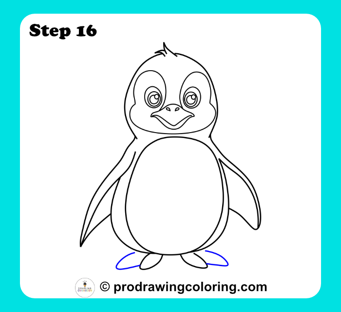 Penguin left foot details showing how to draw webbed toes.