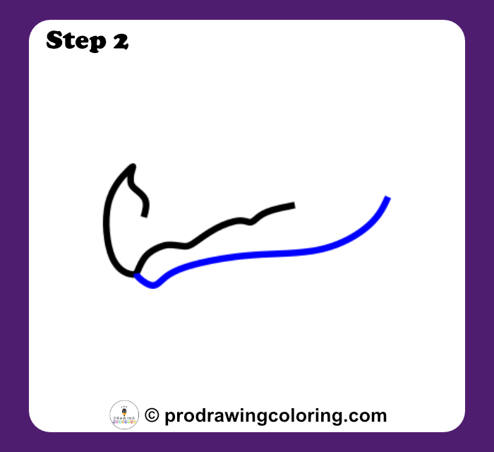 Dragon lower jaw sketched with a simple curved line under the snout.