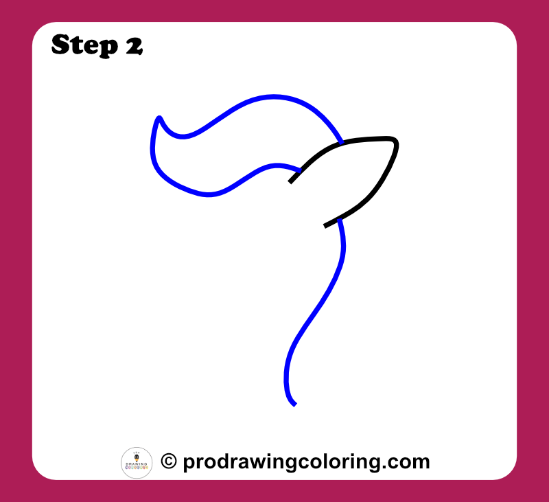 Unicorn head and upper mane being shaped in this easy unicorn drawing guide.