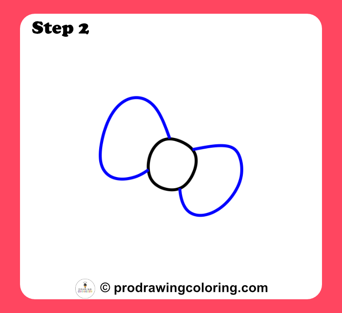 Hello Kitty bow loops drawn with two rounded shapes.