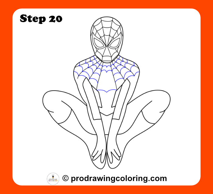 How to draw the Spiderman shoulder web pattern step by step.