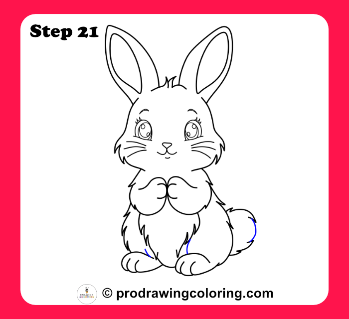 Completed bunny drawing after following the 21-step tutorial.