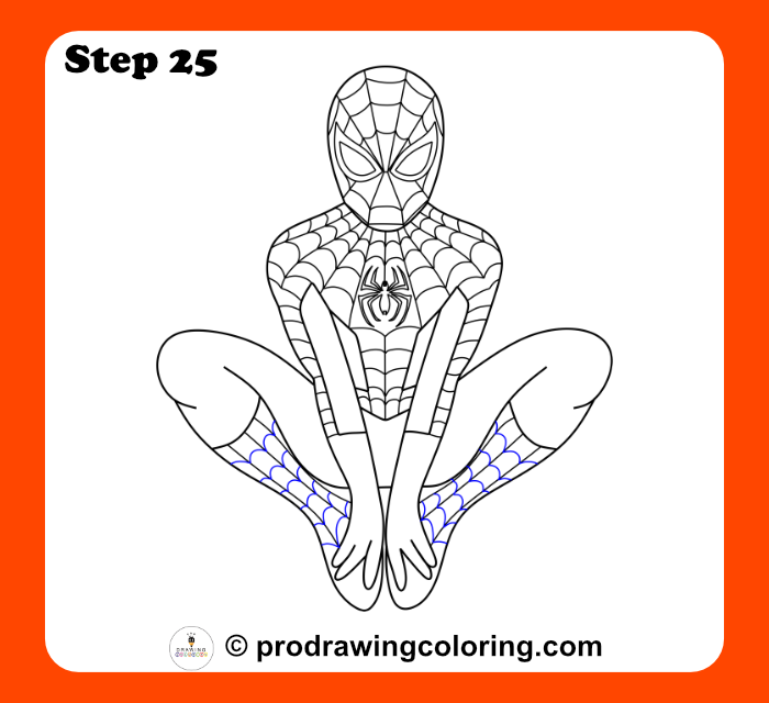 Finishing the web design on Spiderman's legs and boots for a full guide.