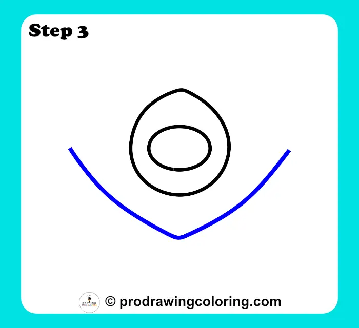 Bear chest and neck base outlined using two wide lines extending downward from the head.