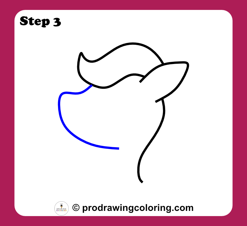 Unicorn muzzle and nose detail for a simple unicorn drawing tutorial.