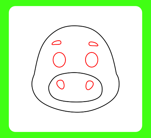 How to draw a cute cow with big eyes and simple nostrils in a cartoon style.