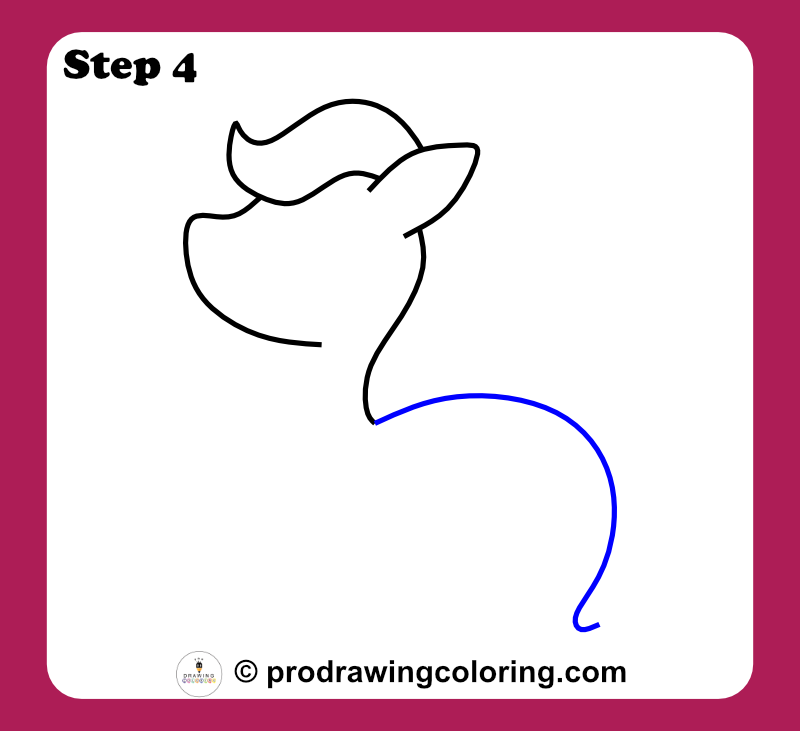 Unicorn back and spine line created for an easy unicorn drawing for kids.