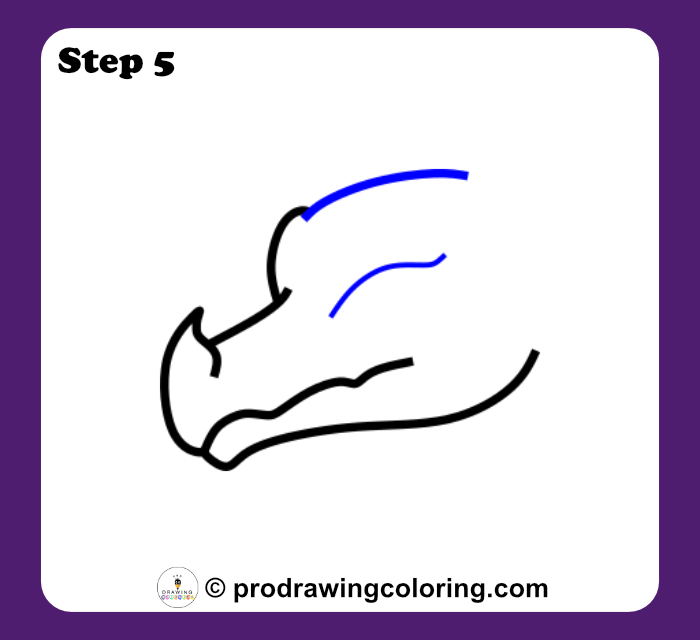 Dragon head back shape drawn with smooth curved lines.