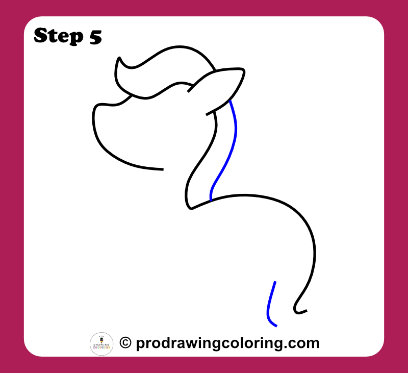 Unicorn neck and hind leg placement in a step by step unicorn drawing.