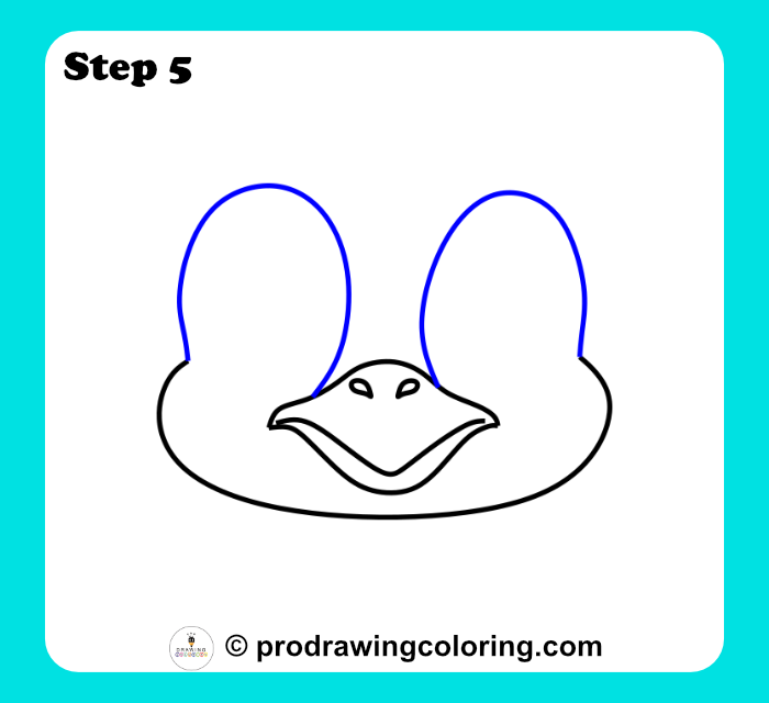 Penguin face mask sketch showing eye placement.
