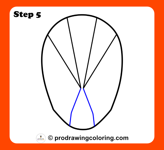 Completing the vertical structure for a simple Spiderman face drawing.