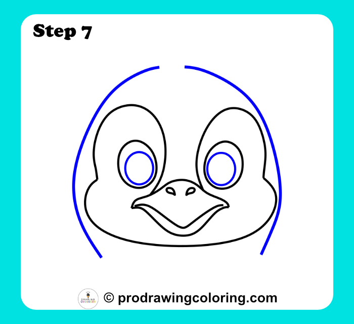 Penguin head outline with a wide rounded top for a step by step tutorial.