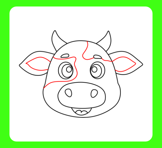 Learning how to draw cow spots and facial patterns for a realistic effect.