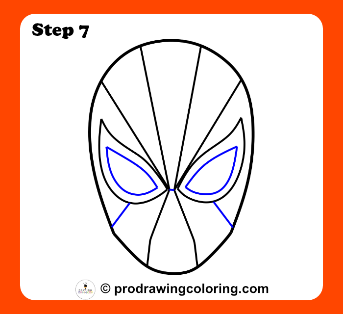 Adding detail and thickness to the eyes for a cool Spiderman drawing.