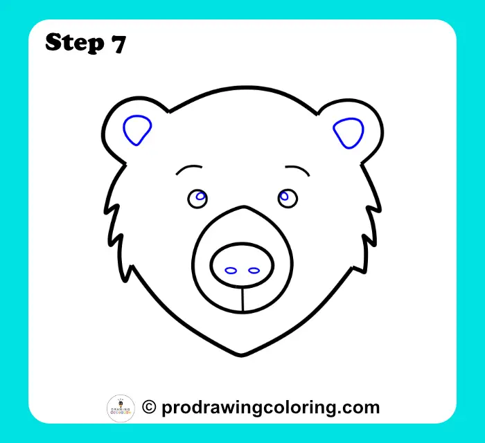 Bear nostrils and inner ear details placed inside the muzzle and on the top head.